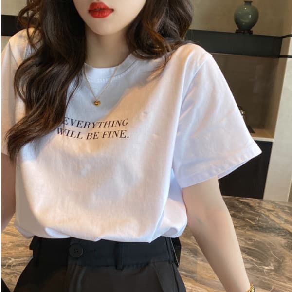 Women's Short Sleeve T-Shirt Summer 2024 New Round Neck Loose Fit Printed Top Tee