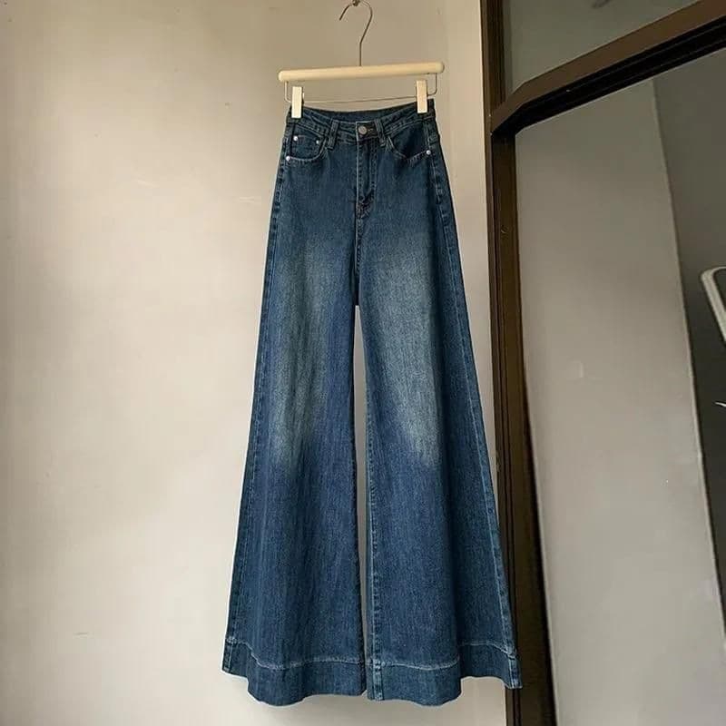 Petite A-Cut Wide-Leg Jeans for Women 2026 Spring/Fall New Arrival 150cm Height-Enhancing Slimming Straight-Leg High-Waist Pants