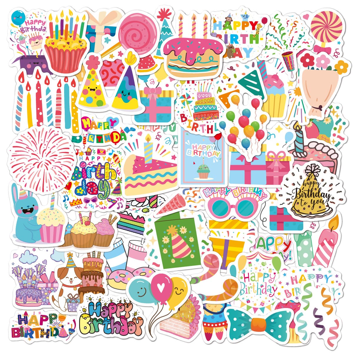 50 Cute Sticker Collection for Phone, Water Bottle, Notebook, Graffiti Decals, Girl Journal Decorative Cartoon Stickers