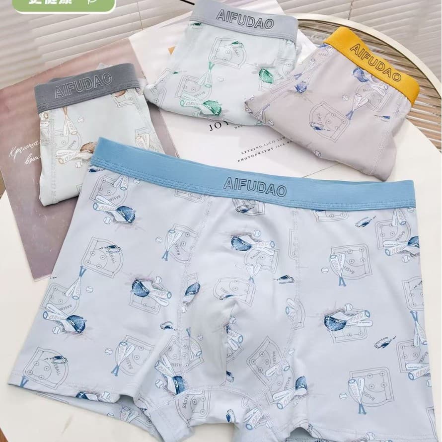 Simple style modal texture men's underwear, large-size solid color printed boxers, high-elastic mid-waist men's boxer shorts