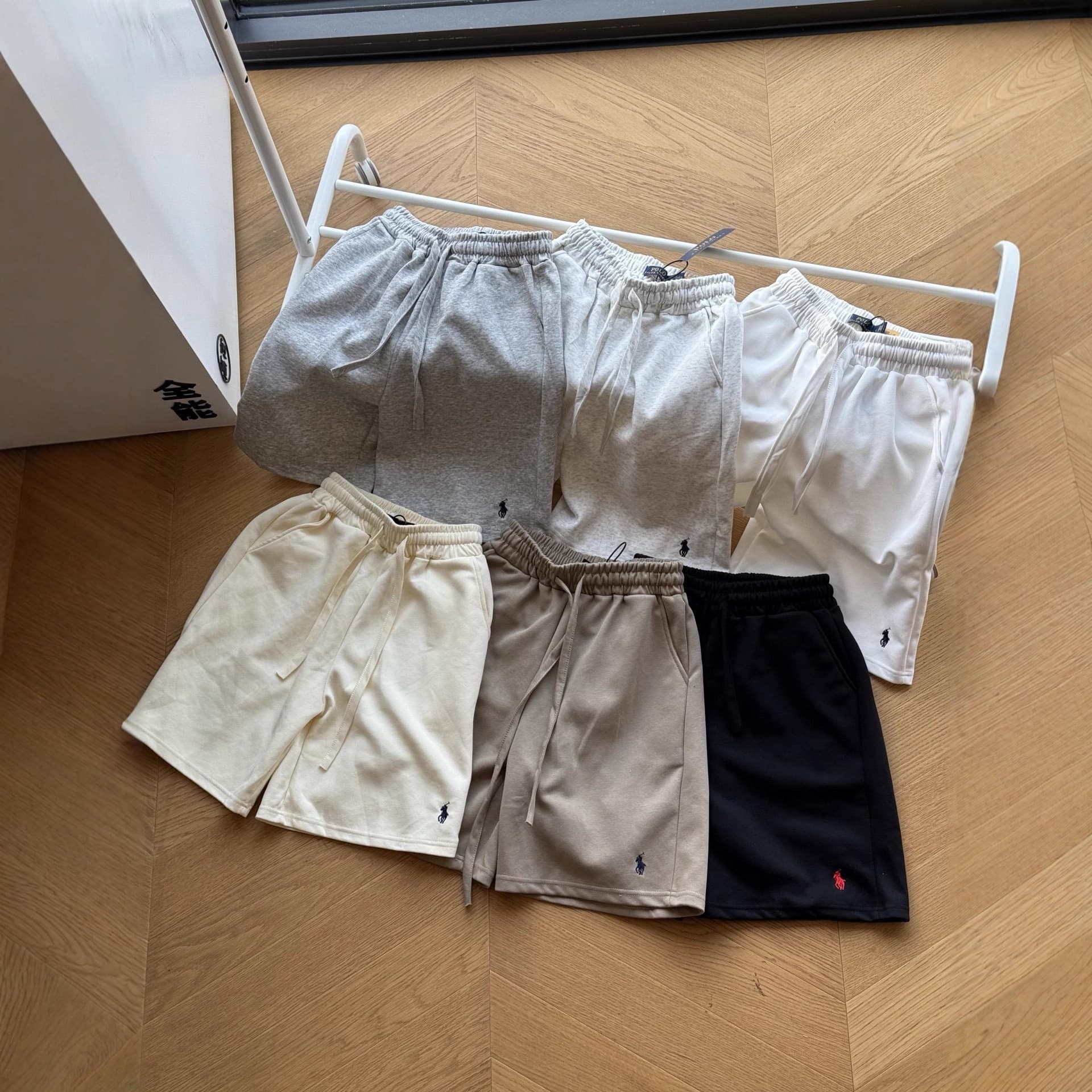 Cross-Border Trade Ralph Lauren Cotton Shorts Casual 5/4 Length Beach Shorts Unisex Casual Retro Small Pony Embroidery