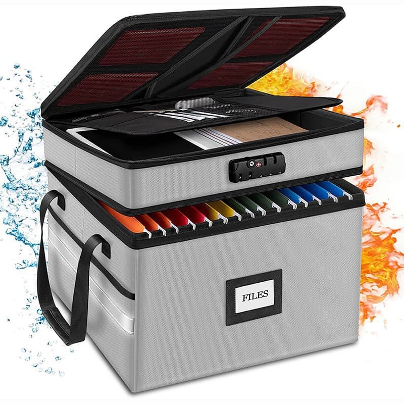 Amazon Fireproof Office File Box, Cross-Border Supply, Fireproof with Lock, Foldable Storage Box, Handheld Organizer Bag