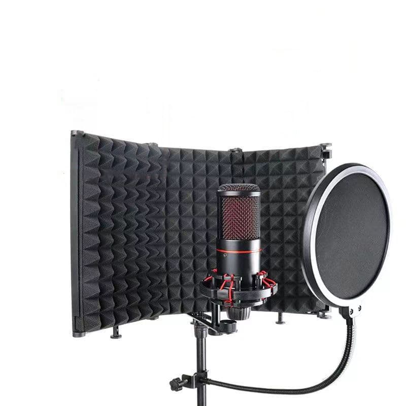 Microphone Windshield Soundproof Cover Isolation Shield 3-Door 5-Door with Phone Clip Noise Reduction Live Streaming Recording Singing Microphone
