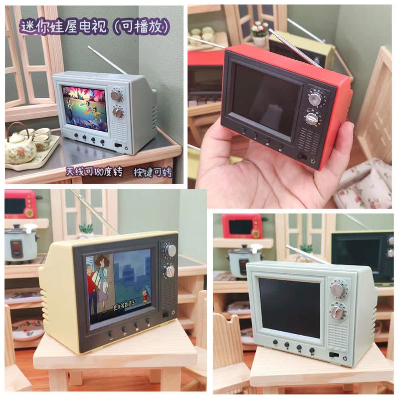Trendy Miniature Kitchen Mini TV That Actually Plays, Kids Play Food Toys, Pretend Play, Retro Gift