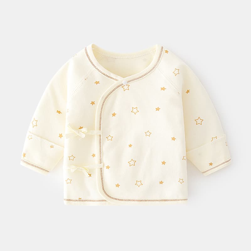 Newborn baby half-back lingerie, seamless pure cotton, spring and autumn style, newborn pajamas, full moon monk-style baby top.