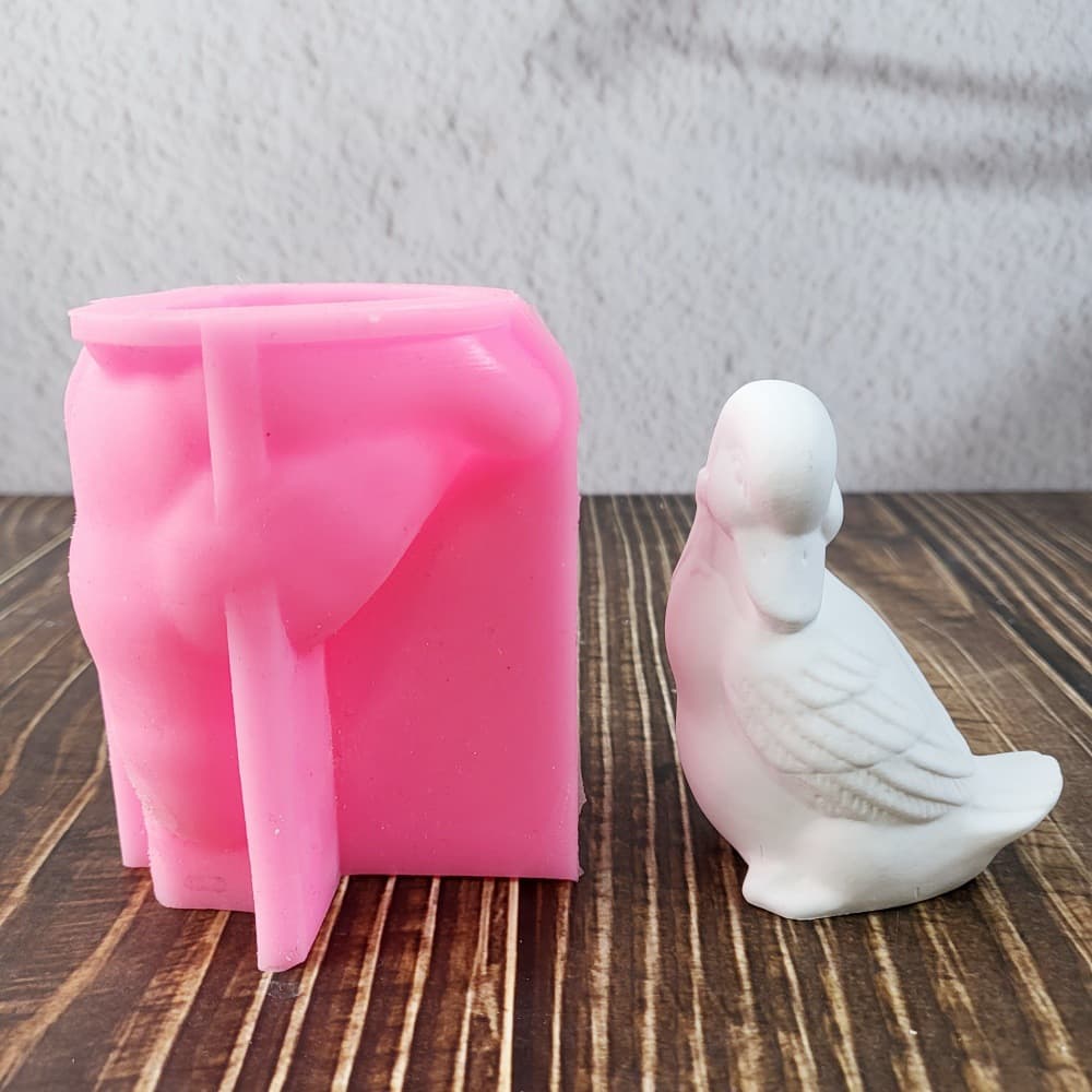 3D Wry-Neck Duck Figurine Silicone Mold DIY Silicone Plaster Mold for Plaster Candle Aromatherapy Mold W0773