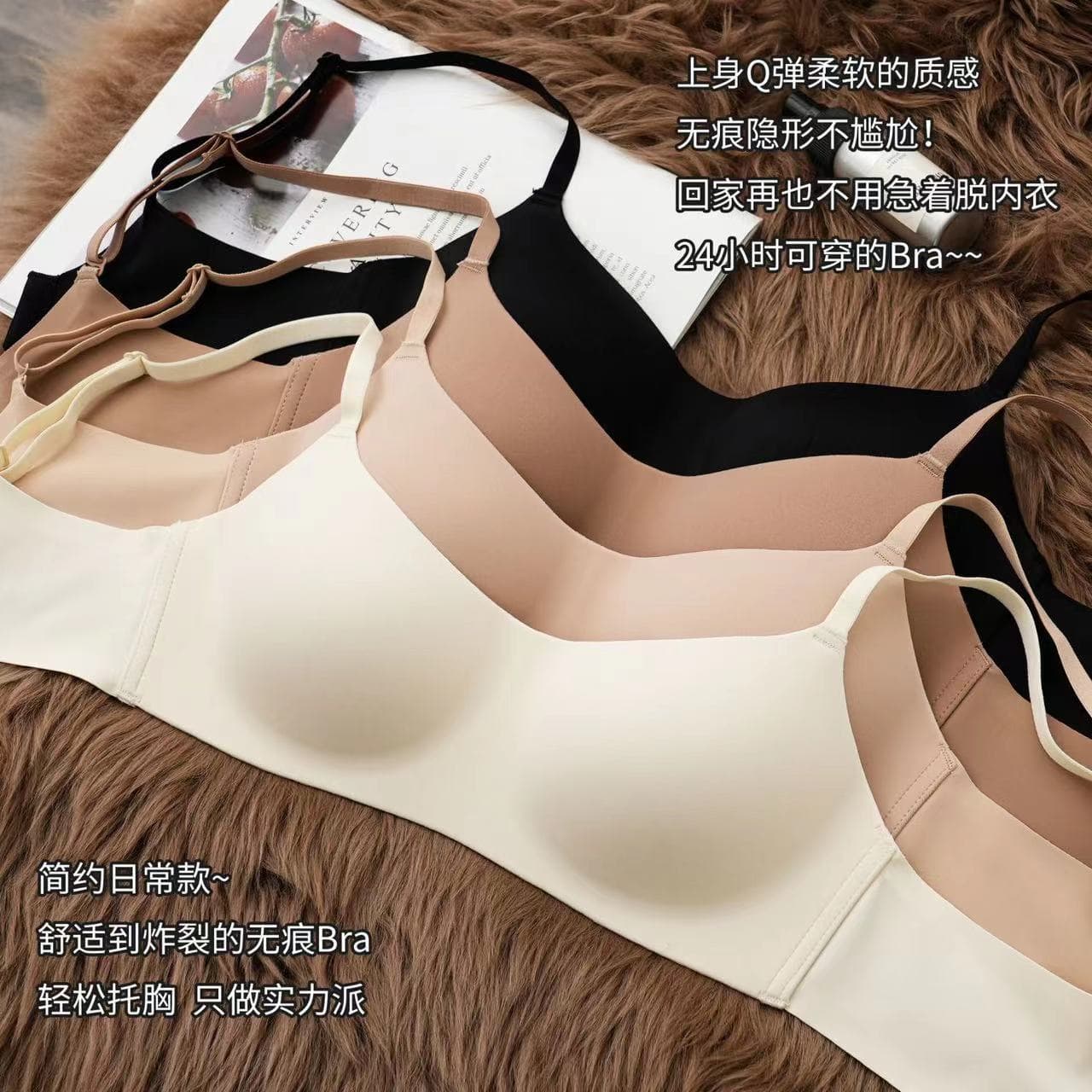 Thin Cup Seamless Non-Slip Bra for Women, Small Bust Push-Up, Anti-Sagging, Wire-Free, Comfortable & Breathable