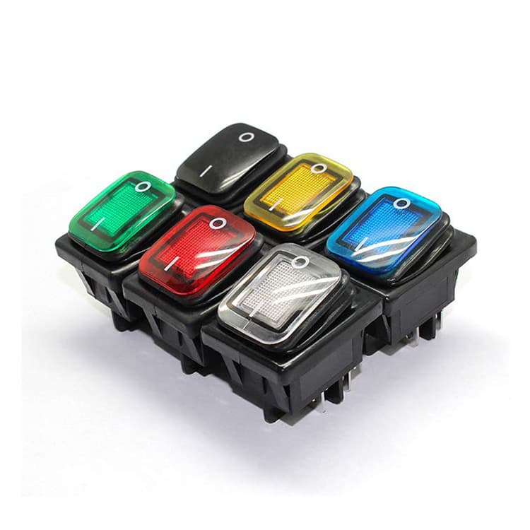 Waterproof KCD4 boat switch 22*30 six-pin three-speed one-piece waterproof boat switch opening 22*28 four two