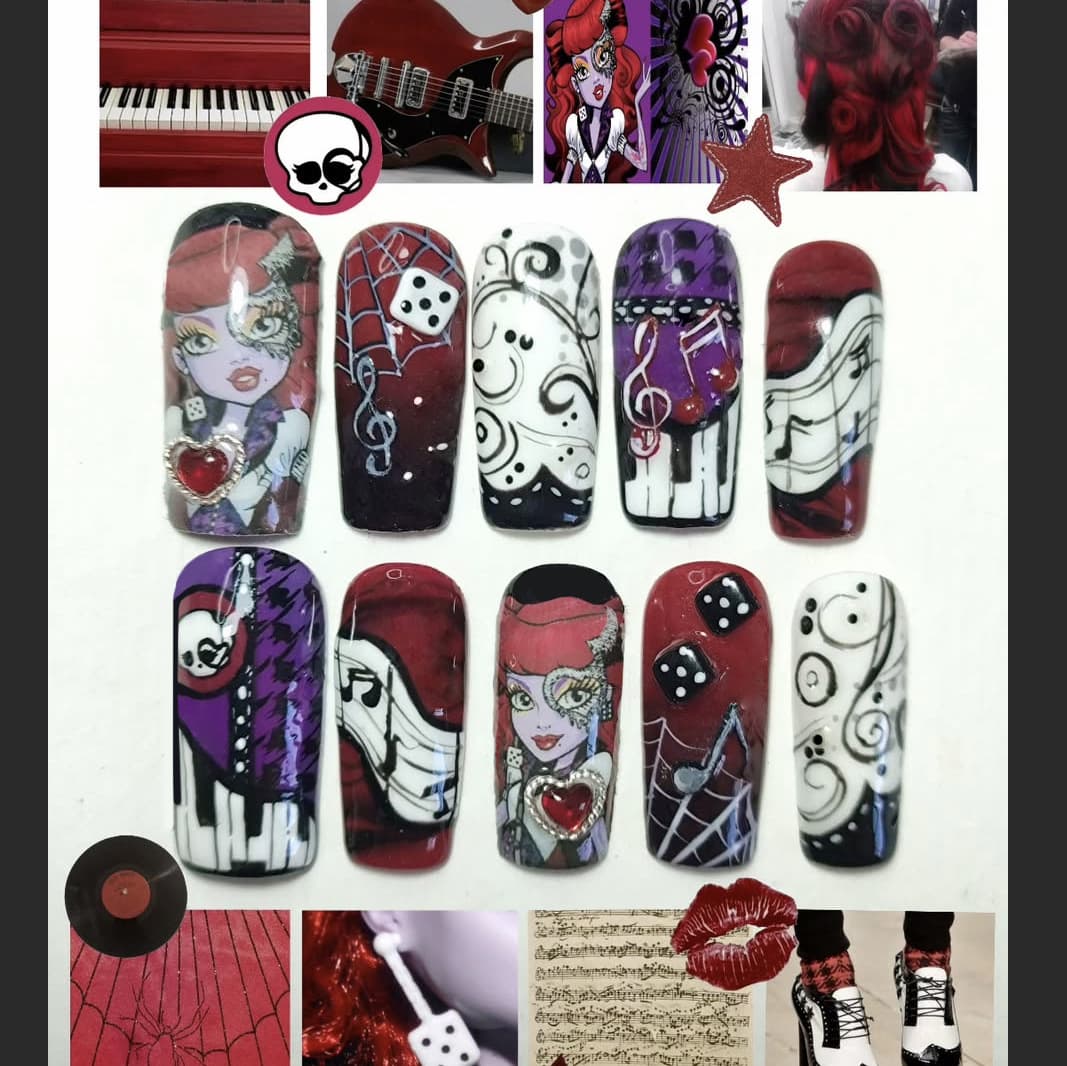 WM-358 Music Girl Fake Nails Long Square Cross-Border Sexy Hot Girl Music Note 24 Pieces Wearable Nail Tips Wholesale