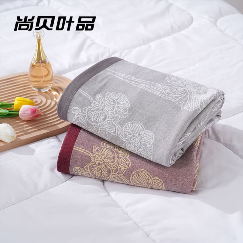 Shangpin Summer Cool Quilt Cooling Single Ice Silk Bamboo Fiber Blanket Double-Layer Gauze Towel Blanket Nap Blanket Air Conditioning Blanket