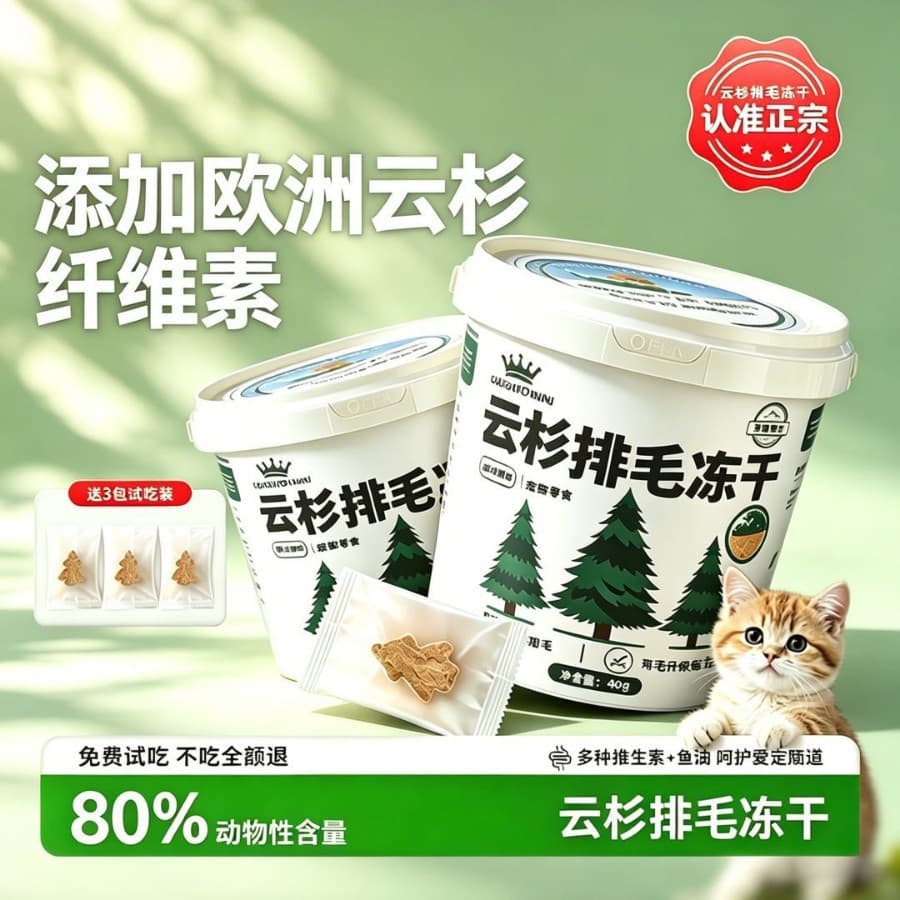 European Spruce Hairball Relief Freeze-Dried Cat and Dog Treats, Gentle Hairball Removal Cat Grass Pellets, Fish Oil Freeze-Dried Pet Snacks