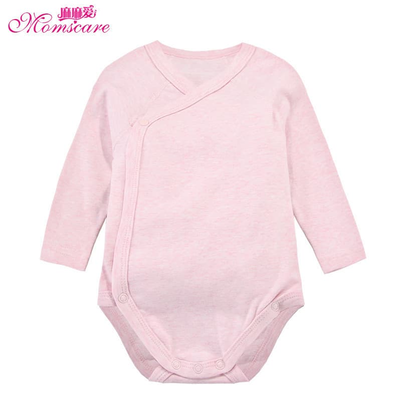 Mom's Care Unisex Long Sleeve Floral Gauze Baby Bodysuit Protective Belly Shirt Newborn Underwear All Seasons Cotton Onesie