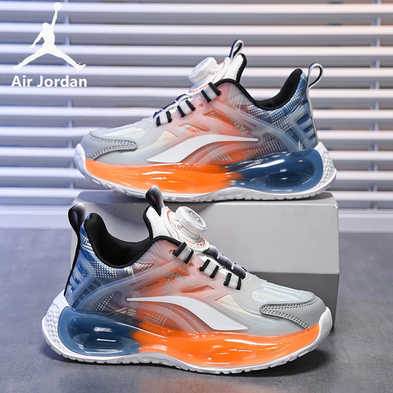 Jordan Boys Basketball Shoes for Primary and Secondary School Students Spring/Summer Mesh Breathable Anti-Slip Sports Running Shoes Lightweight