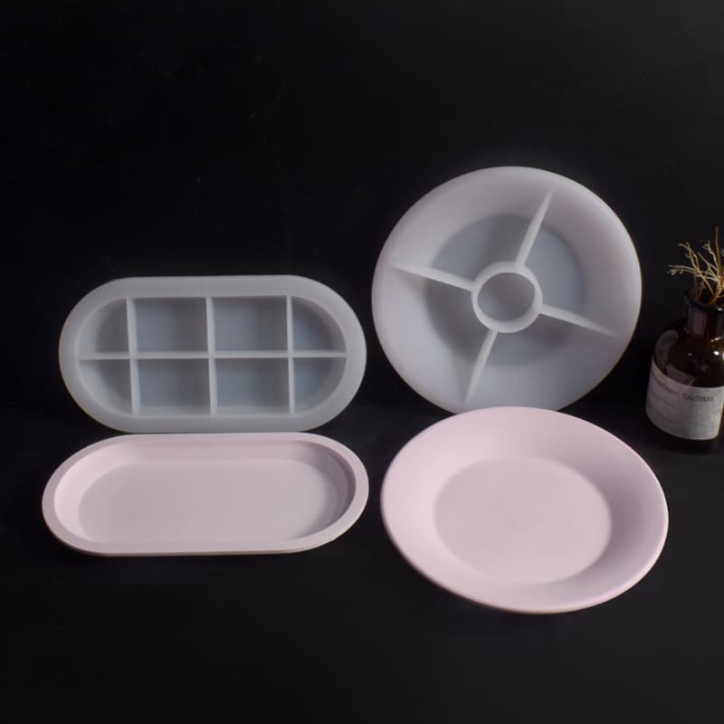 Plaster Cement DIY Oval Plate Mold Oval Dish Decorative Tray Mirror Resin Silicone Mold