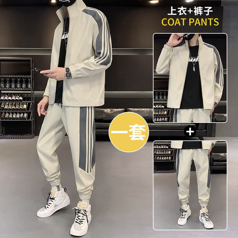 Cross-border Sports Set Men's Spring/Autumn Cardigan Jacket with Pants Couple Two-Piece Casual Versatile