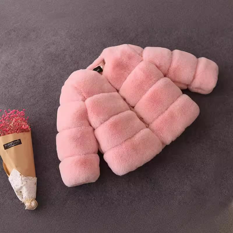 2026 New Kids Faux Fur Patchwork Thickened Coat for Girls, Autumn/Winter Warm Cotton Jacket for Toddlers and Children