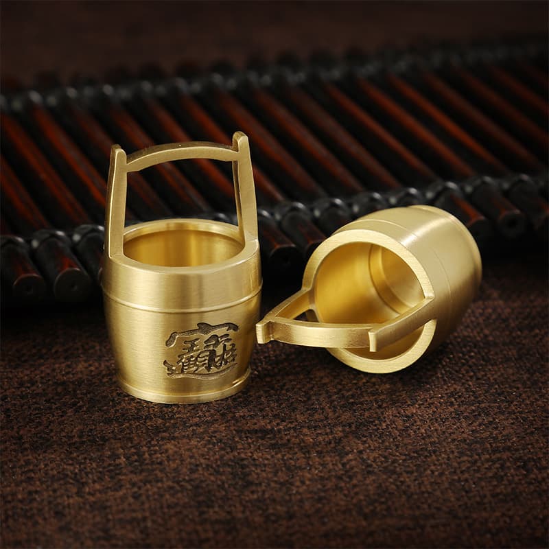 Brass "Wealth and Treasure" Barrel of Gold Ornament, Pure Brass Small Bucket Craft Gift, Creative Retro Factory Wholesale