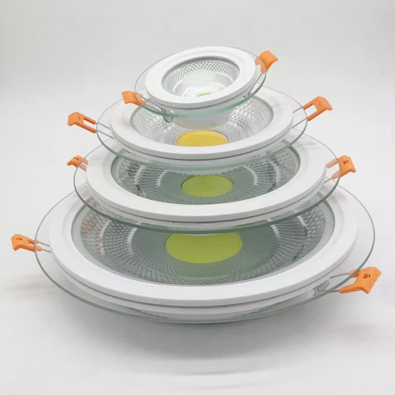 LED glass downlight COB glass panel light round square white blue dual-color glass light recessed concealed installation downlight.