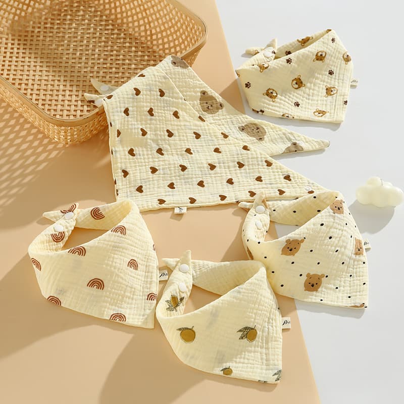 Baby Bib Pure Cotton Gauze Triangle Bib Newborn Infant Drool Bib Anti-Spitup Apron Soft Super Absorbent Wholesale
