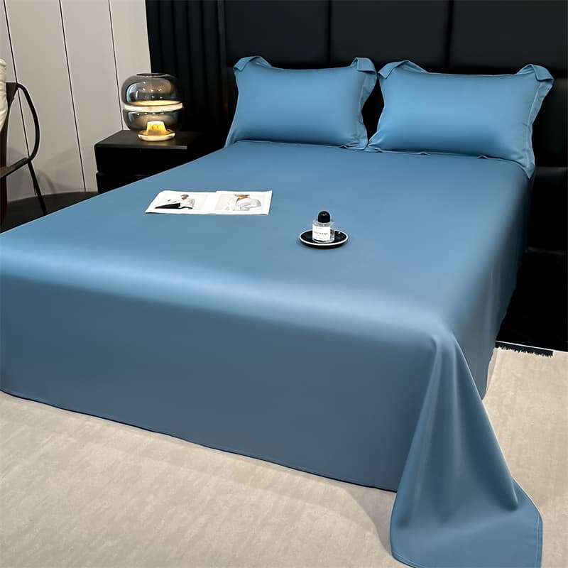 Summer Washable Ice Silk Fitted Sheet Single Dormitory Double Bed Sheet Simple Solid Color Ice Silk Sheet Set Wholesale