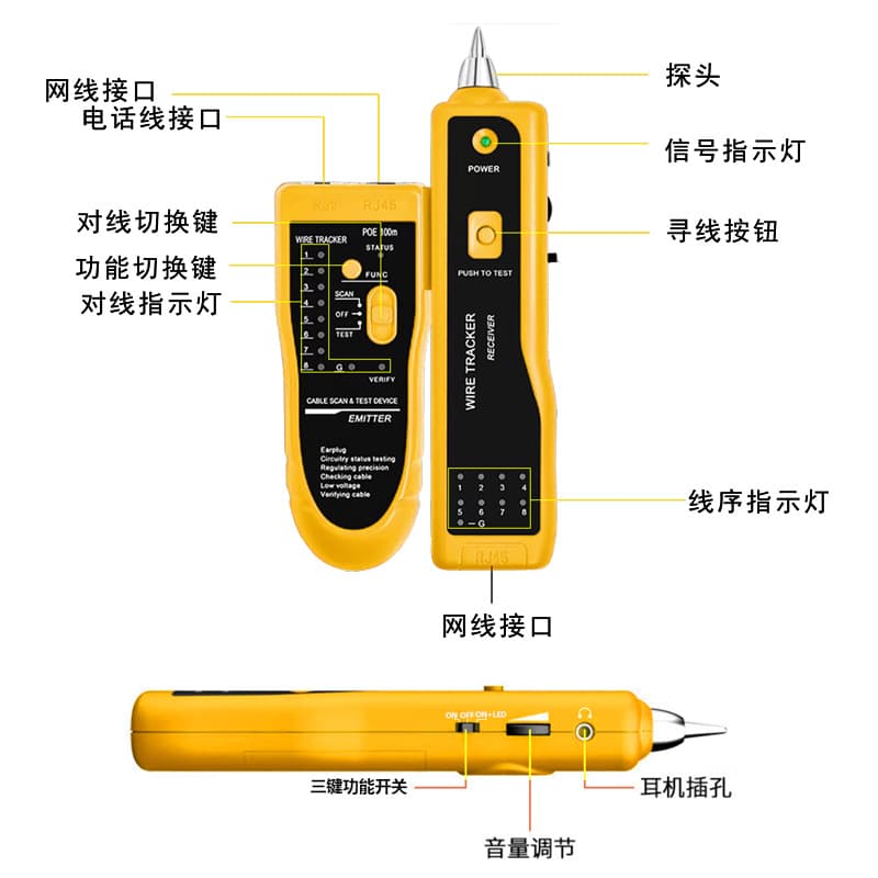 Network Cable Tester 868 Type Wire Tracker Telephone Line Tester Anti-Interference Continuity Tracer