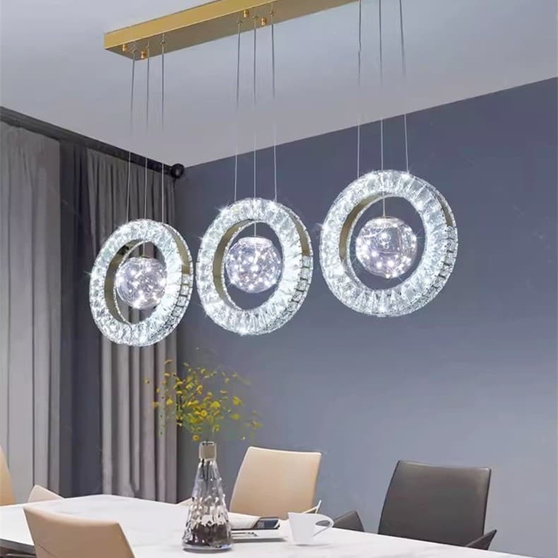 Zhongshan stainless steel restaurant chandelier light luxury crystal chandelier creative art crystal dining table lamp island bar lamp