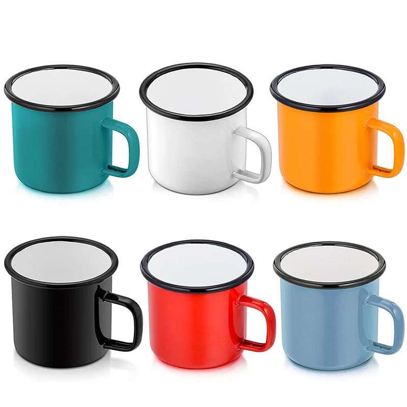 350ml Inner White Color Enamel Cup Thickened Old-fashioned Iron Tea Tank Retro Mouth Cup Nostalgic Cup Tea Cup Enamel Cup