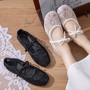 Mesh Butterfly Fairy Flats for Women 2026 New Spring Summer Flat Mesh Breathable Shallow Mouth Mary Jane Shoes