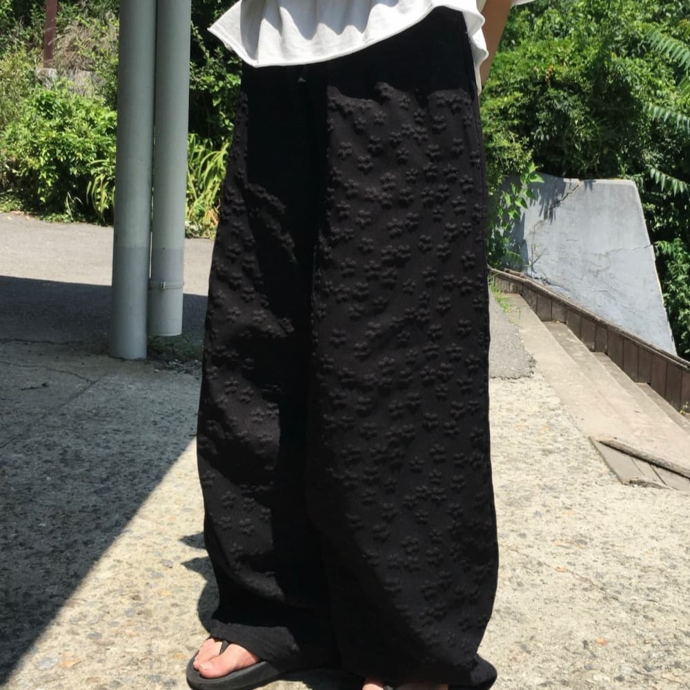 Korean-Style Fashion Jacquard Casual Pants for Women, Spring 2026, Loose Fit, Versatile, Lazy Style, Elegant Long Pants