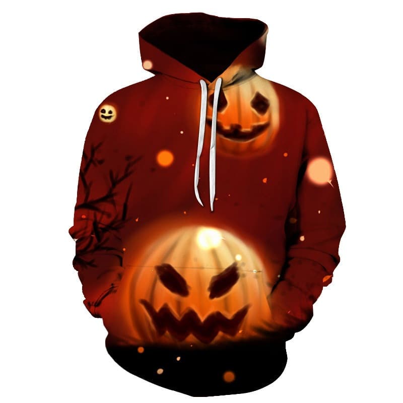 Cross-border Halloween horror pumpkin head 3D hoodie fashionable men's and women's sports street sweatshirt pullover