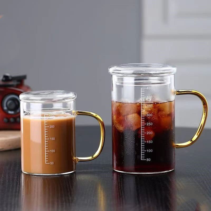 Glass Measuring Cup Milk Cup Breakfast Cup Household Water Cup Tea Cup Thickened Heat-Resistant Kitchen Microwave Oven Baking Cup