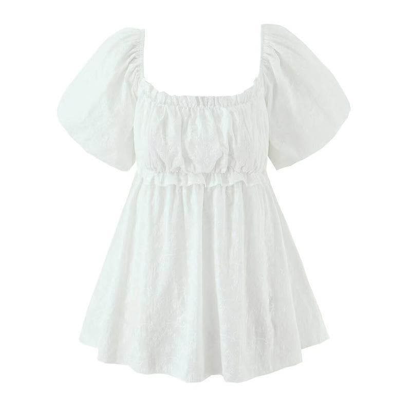 Overseas Fashion Versatile Sexy Winter Babydoll Top Cross-border Sweet Puff Sleeve European and American Style Women's Clothing Trendy Hot Girl