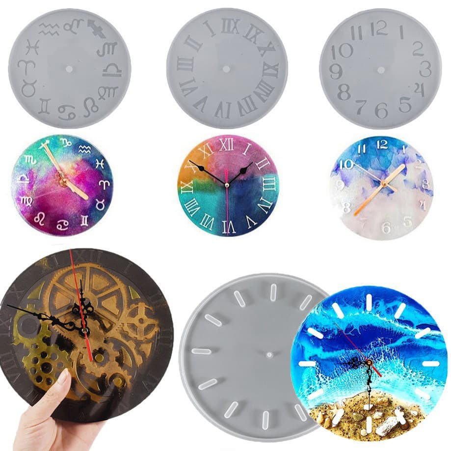 Roman Numeral Round Clock Wall Hanging Resin Silicone Mold, Epoxy DIY Arabic Numeral Clock Pendant