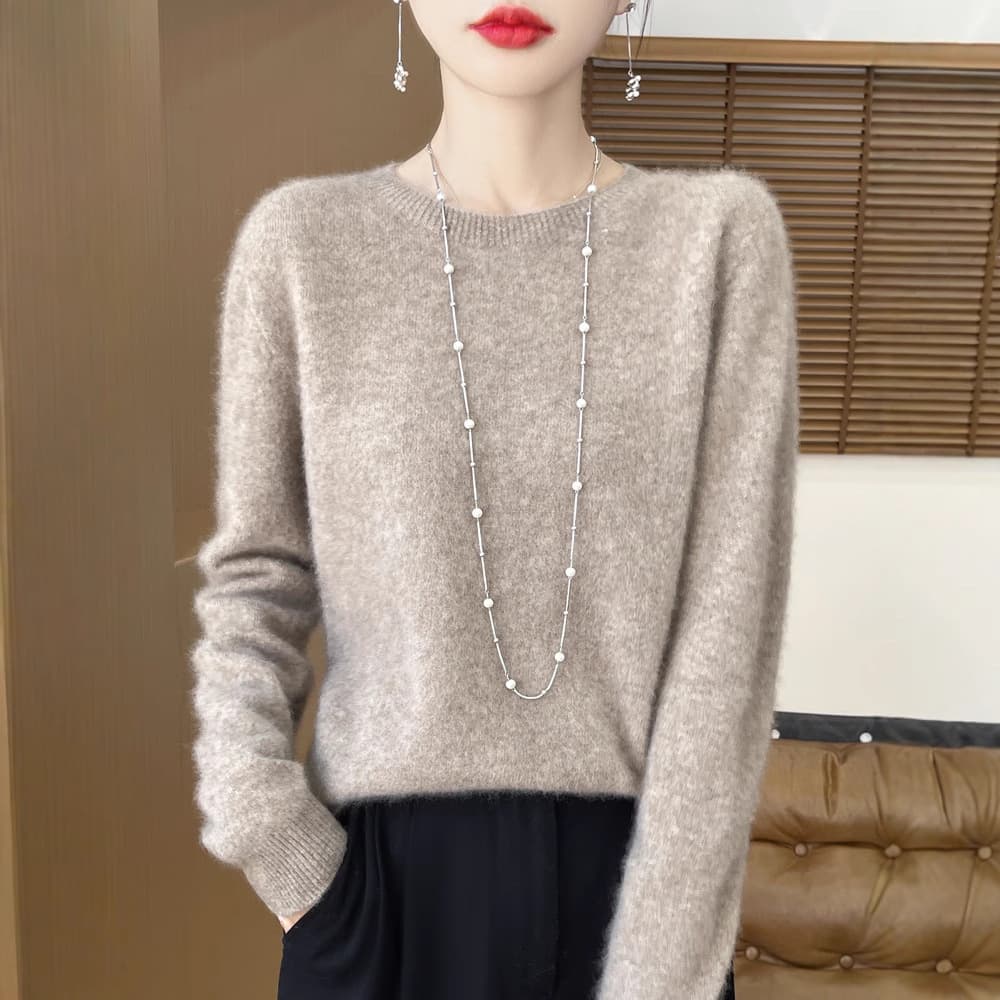 2025 Autumn/Winter New Classic Round Neck 100% Pure Wool Sweater for Women Warm Skin-Friendly Knit Base Layer