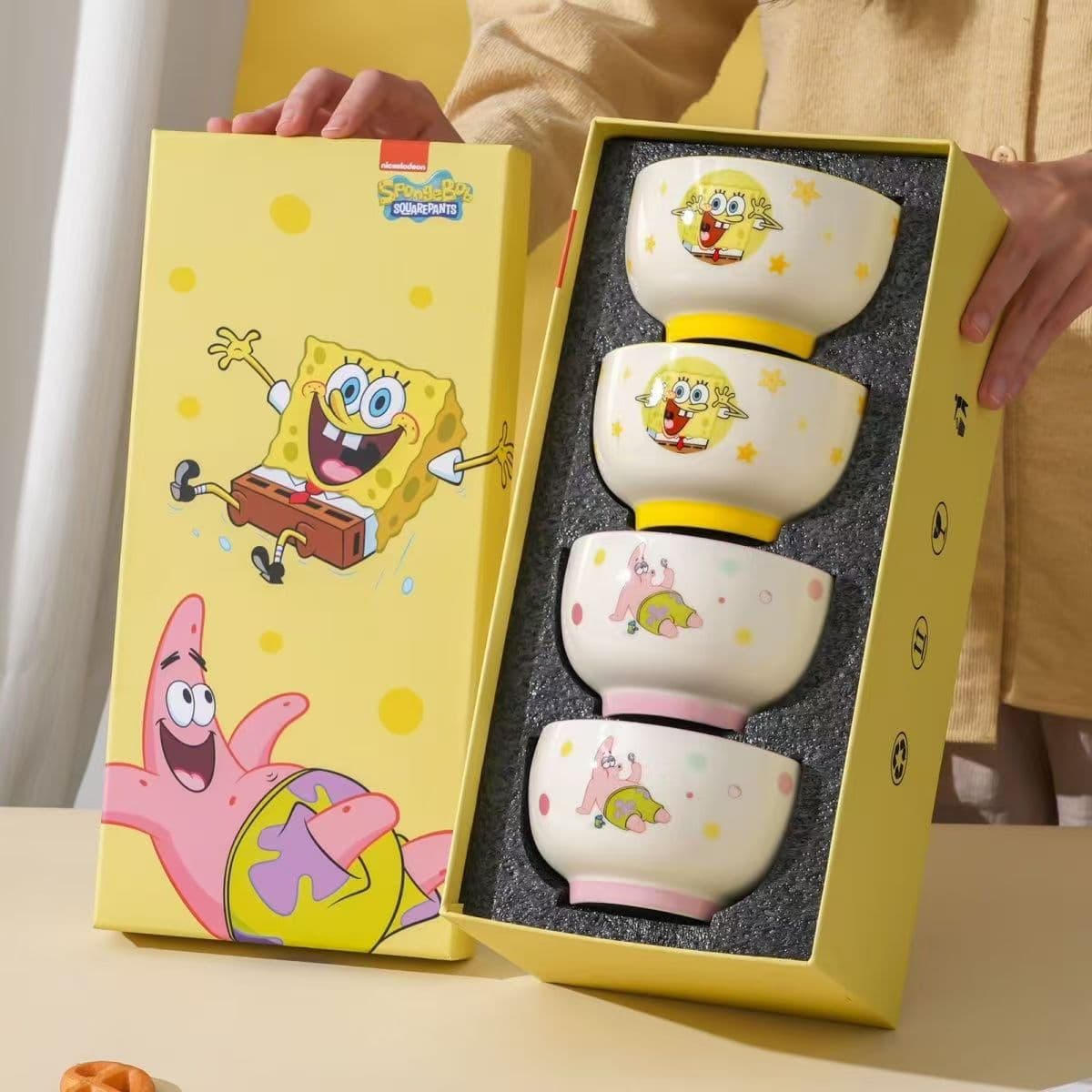 Authentic Spongebob Squarepants Collaboration Ceramic Rice Bowl Set Gift Box Birthday Gift Household Cartoon Rice Bowl Souvenir