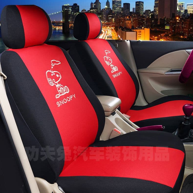 Universal Cartoon Car Seat Covers for Jetta, Xiali, BYD Electric Vehicles, All-Season Full Coverage Fabric Sets