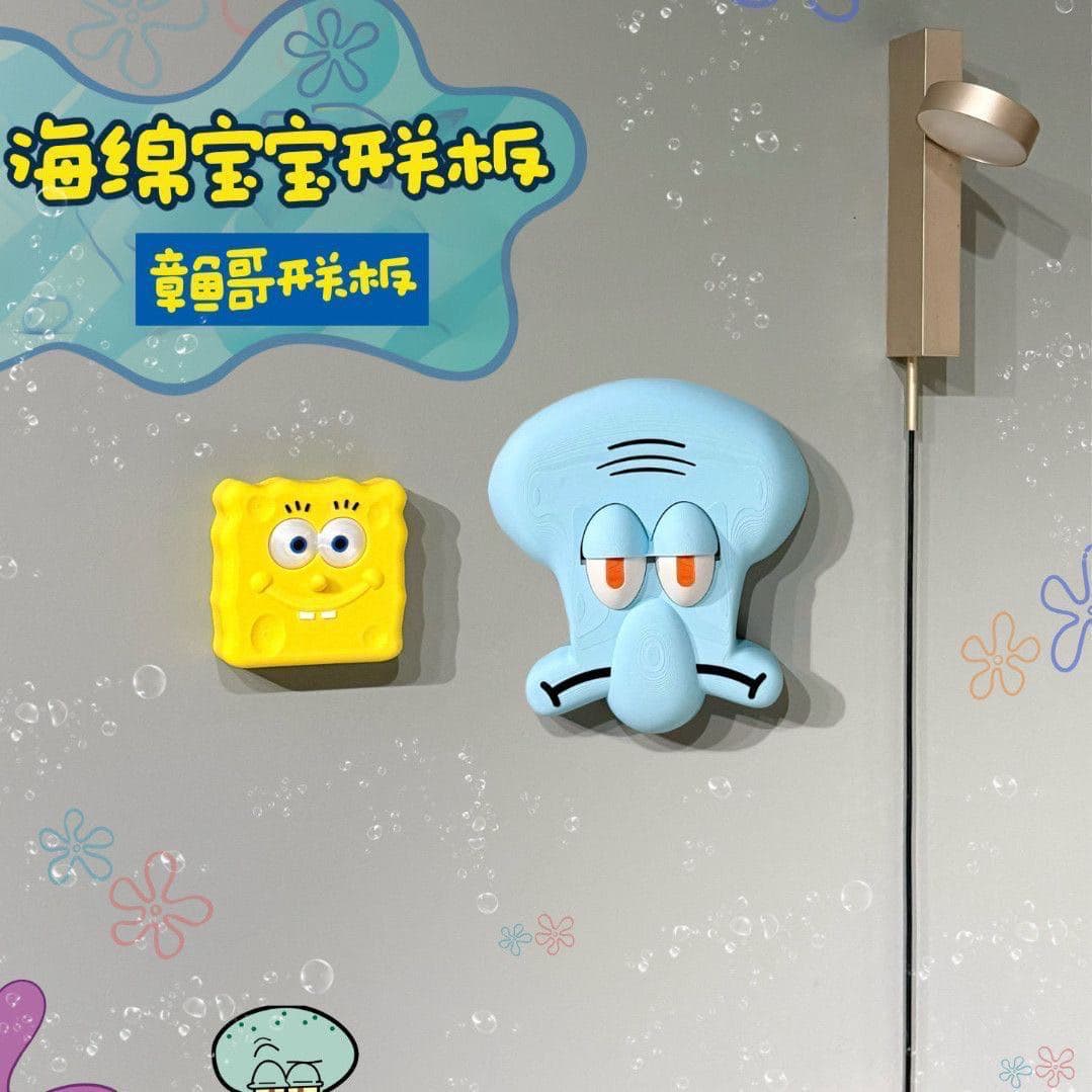 TikTok Viral 3D Printed Squidward Open-Eye Switch Panel SpongeBob Fun 3D Button Custom Switch