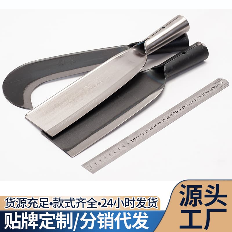 Factory Direct Chuwan Stainless Steel Firewood Knife Sugarcane Knife Curved Knife Stainless Steel Agricultural Wide Fan Sickle Mountain Opening Curved Knife