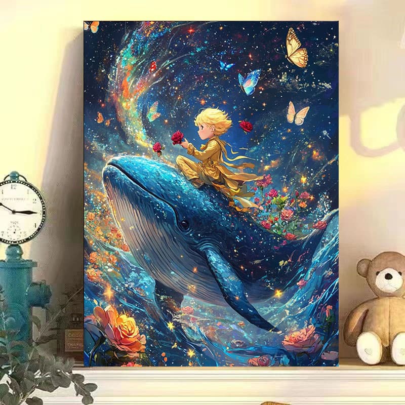 Prince Whale by Number Oil Painting DIY Filler Adult and Children's Hand-Drawn Coloring Acrylic Painting