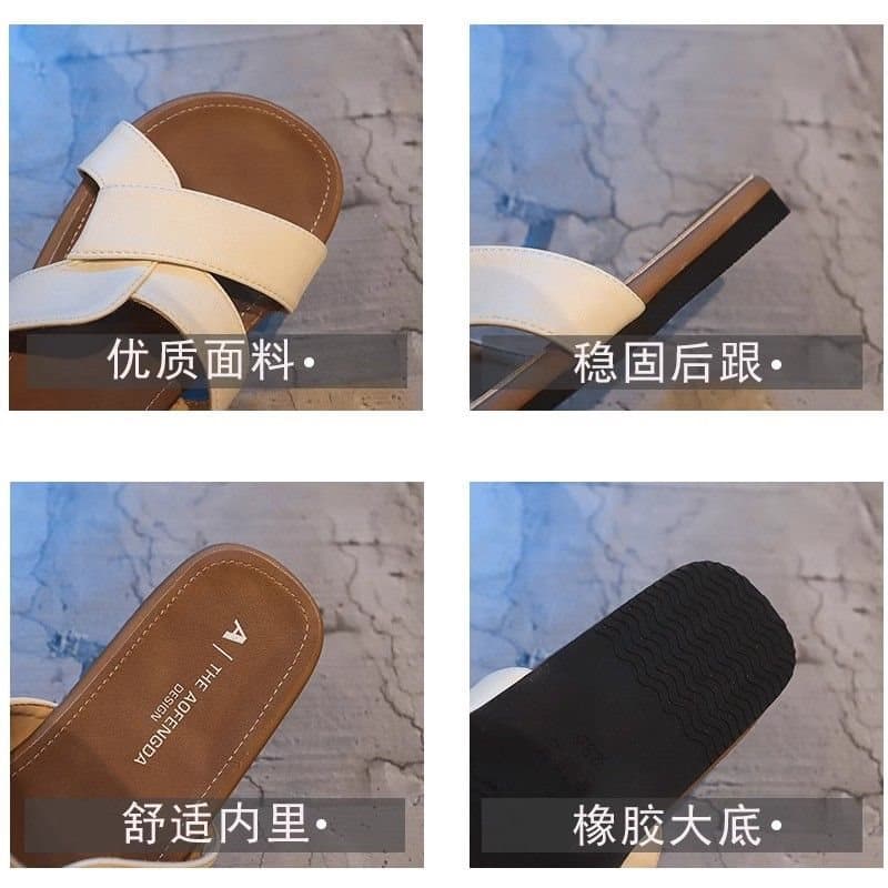 Flat Bottom Slippers for Women Summer Outdoor 2026 New Style Fashion Twist Cross One-Strap Korean Style Versatile Casual Sandals