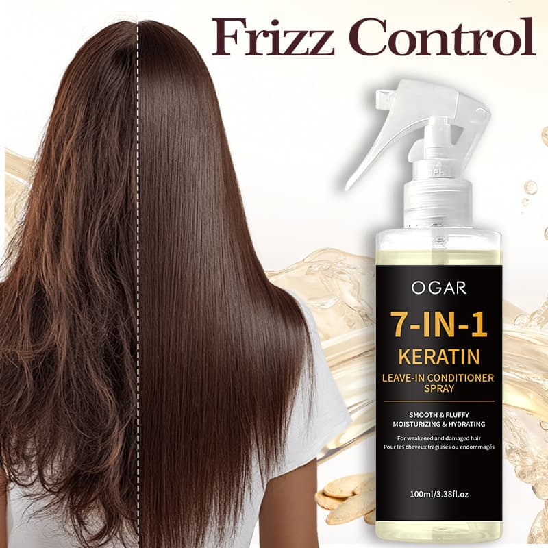 In Stock: Ogar 7-in-1 Keratin Leave-In Hair Care Spray - Moisturizing, Anti-Frizz, Improves Dry and Frizzy Hair Texture