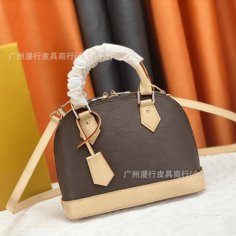 Foreign trade supply new AlmaBB genuine leather color-blocked shell bag classic presbyopic fashion one-shoulder cross-body handbag for women