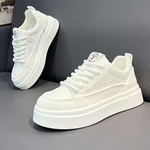 Men's Winter Breathable Trendy Versatile Casual White Skate Shoes for Teens Anti-Slip Sports Thick Sole Height-Increasing White Sneakers