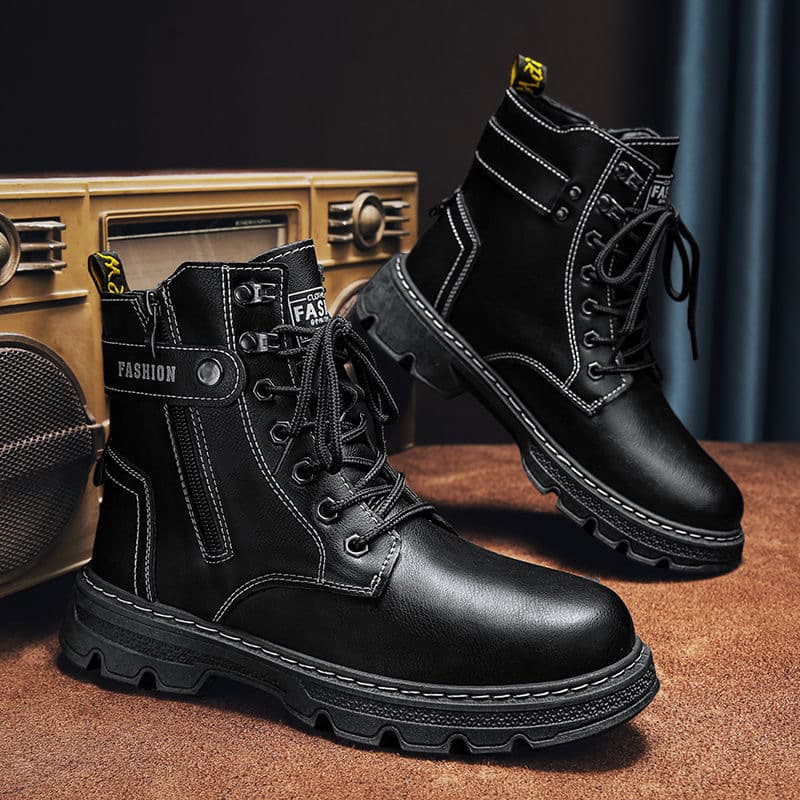 High-top men's shoes for autumn, outdoor hiking, work shoes, leather boots, Martin boots, motorcycle sports shoes
