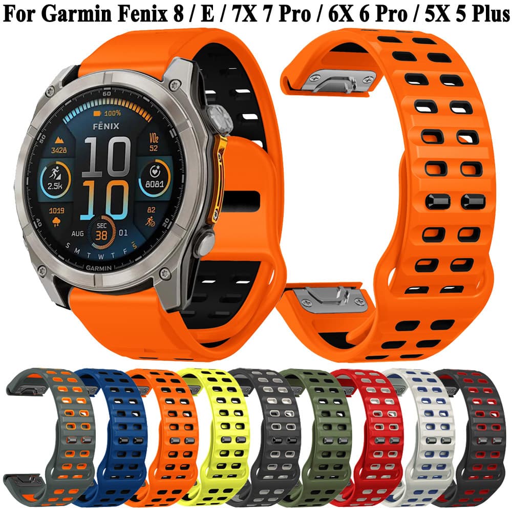 Suitable for Garmin fenix8/7X/5X/6X silicone quick-release buckle strap Garmin 7Pro/3 two-color strap