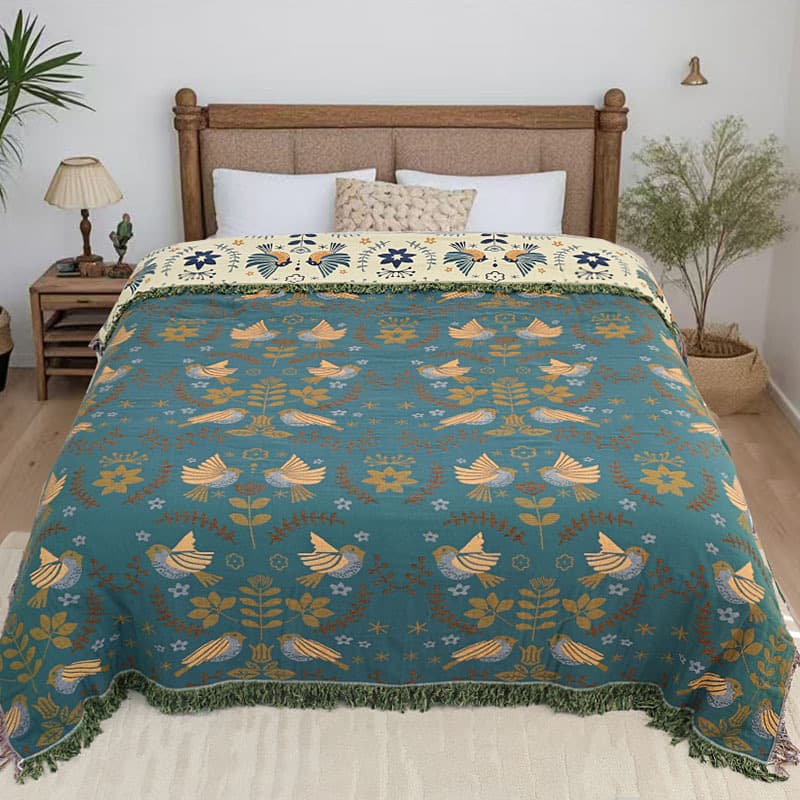 Amazon Export Pure Cotton Gauze Towel Blanket with Fringe, Sofa Cover Throw Blanket, European Style All-Season Throw Blanket