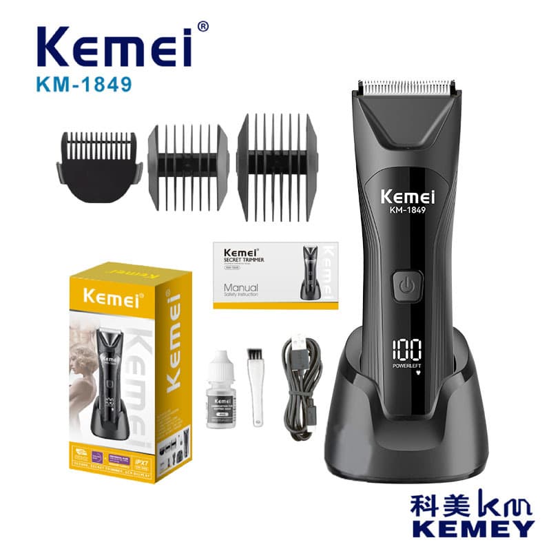 Kemei KM-1849 Electric Hair Trimmer Full Body Bikini Trimmer Digital Display Waterproof Electric Shaver Wholesale