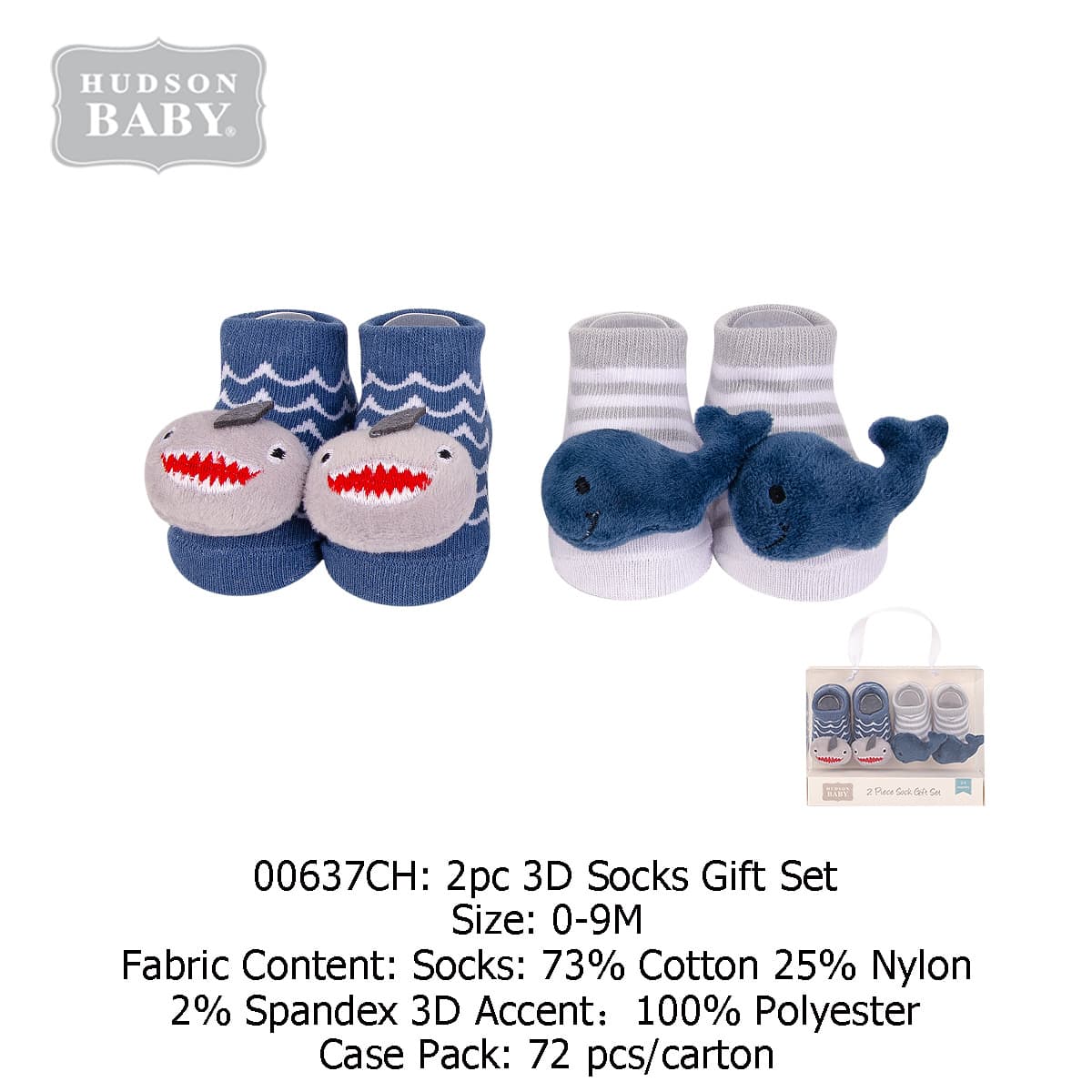 Baby Gift Box Socks HUDSON BABY Genuine Export Hot Selling Baby Cotton Socks 3D Cotton Socks