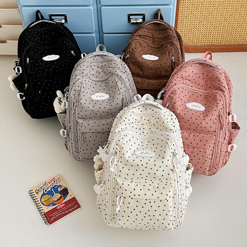 Korean version ins cute polka dot backpack women's large capacity college style student school bag fashion versatile casual backpack