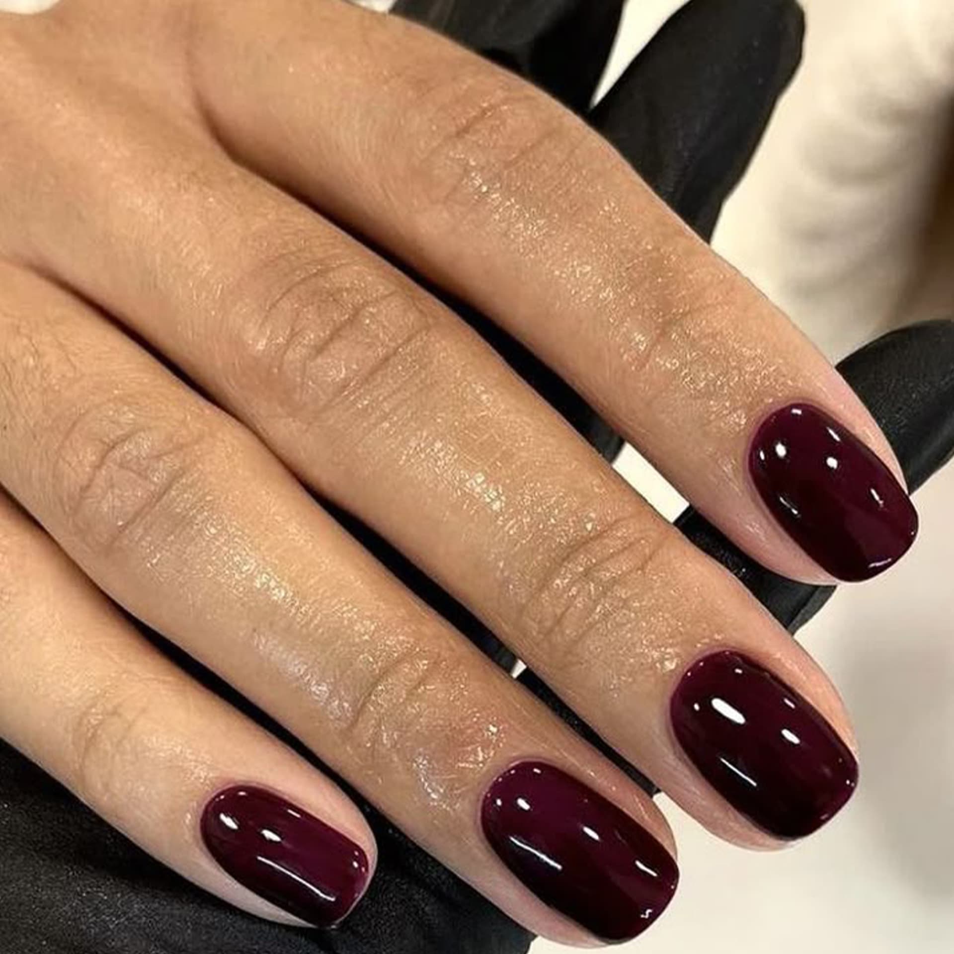 Cross-Border Hot Selling Wine Red Solid Color Press-On Nails Fake Nails Short Square Nail Tips Wholesale